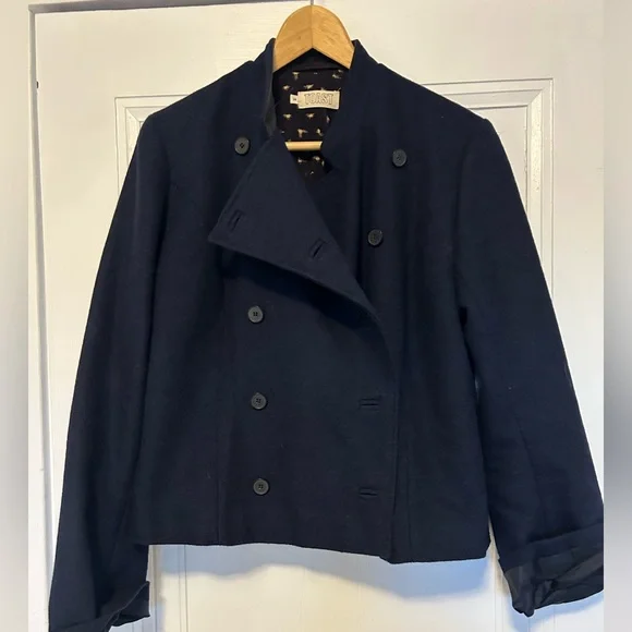 Toast - Chic Navy Double-Breasted Women's Pea Coat (?UK 14, fits like US 10) - Picture 3 of 6